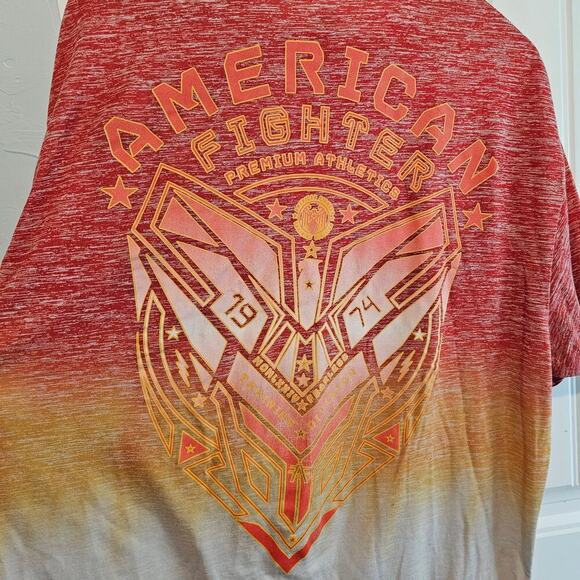 American Fighters Shirt Mens 4X Orange Ombre Short Sleeve MMA Bright Streetwear - Picture 8 of 10
